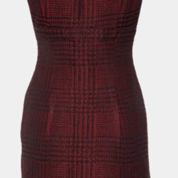 Moschino Cheap And Chic Burgundy Houndstooth Jacquard Sheath Dress – Size 6 - Picture 3 of 9